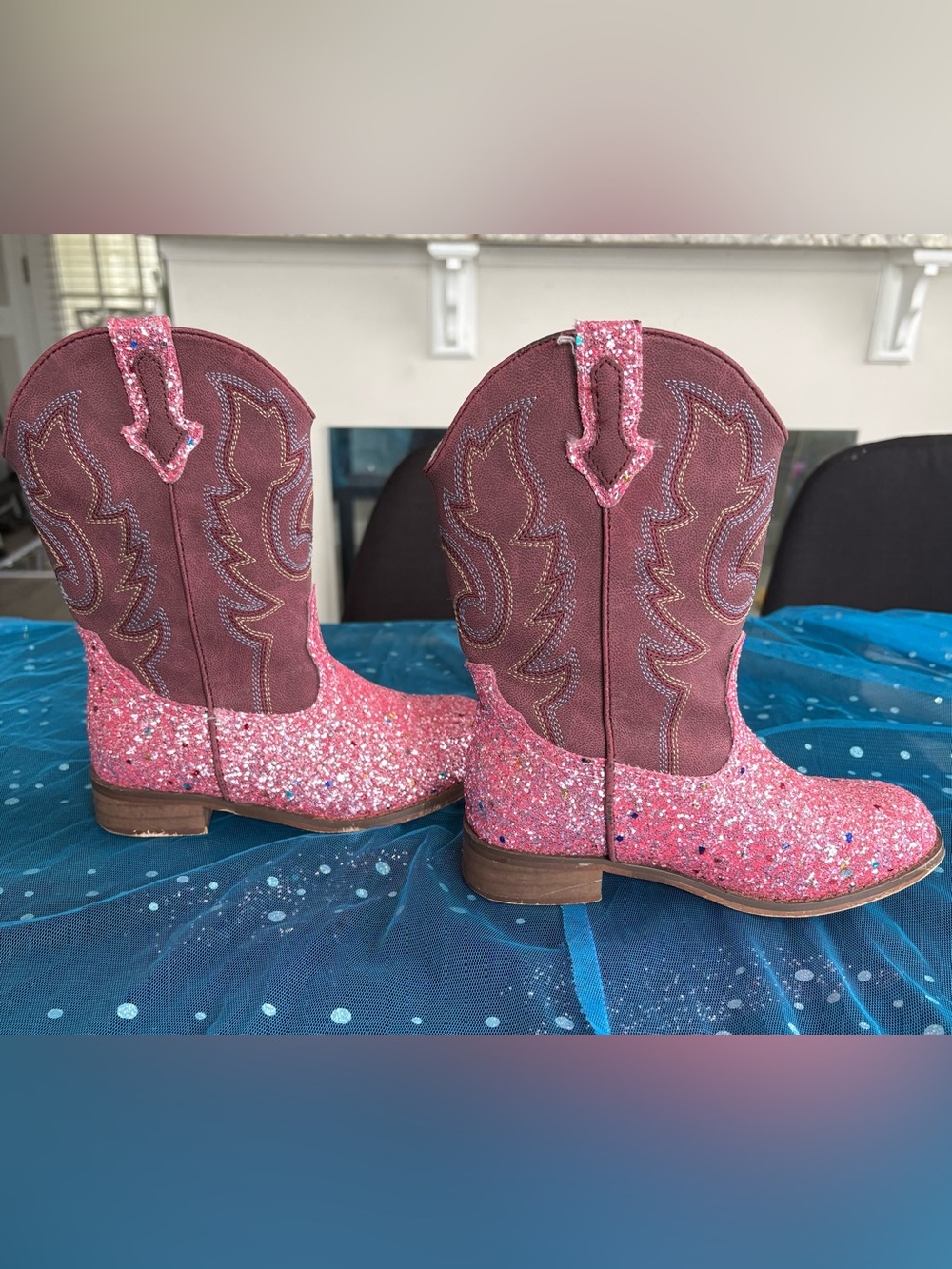 Pink Glitter Cowboy Boots